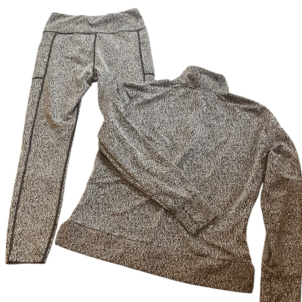 Avia Black &‎ White Print Athleisure Set Top Medium Bottoms Small Active Walking - Picture 6 of 15